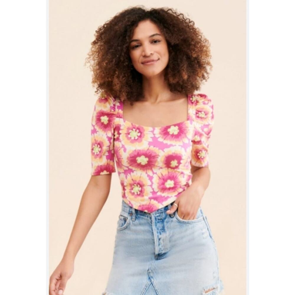 New Free‎ People Women's Give Me More Floral Pink Crop Top Size XS